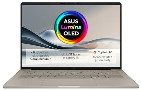 ASUS Zenbook A14 OLED UX3407RA 14.0 WUXGA OLED Co-Pilot+ Laptop (Qualcomm Snapdragon X Elite X1E 78 100 12-Core Processor, 32GB RAM, 1TB PCIe SSD, 32 Hour Battery, Backlit Keyboard, Windows 11)