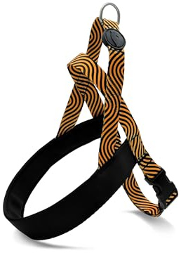 MORSO Norwegisches Hundegeschirr, verstellbar, für kleine Hunde, gelb/orange und schwarz, Größe SM