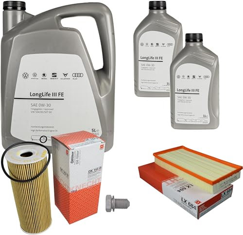 Inspektionspaket Wartungspaket Filterset mit 7 L 0W-30 Motoröl LongLife 3 FE, Ölfilter Luftfilter Ölablassschraube