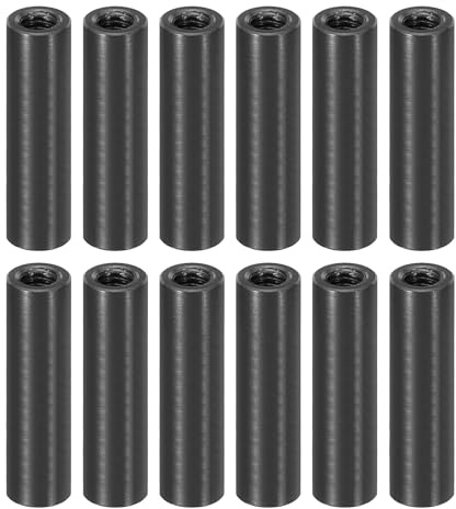 PATIKIL 12pcs M3 Metal Threaded Standoff Spacer Nuts, Round Aluminum Spacers Female Coupling Screws, 1/8 ID x 3/16 OD, Black, (20mm L)