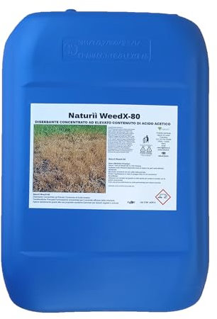 Naturìì WeedX-80 - Erbicida totale Concentrato ad Elevato Contenuto di Acido Acetico per il Controllo Efficace delle Infestanti - 10 kg