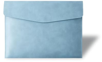 PROMOTEUP Portadocumenti in PU-Leder A4 und A5 mit Metallknopf, 100 Blatt Kapazität, Dokumentenmappe für Büro, Auto-Organizer, Vintage Design, Wasserdicht（Blau）