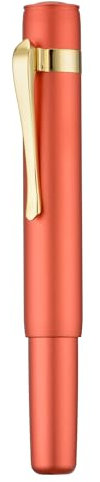 Hongdian M2 Black Forest Mini-Füllfederhalter, mittelweiche, goldene Feder und schlanke Form, Aluminium, kurzer Taschen-Reisestift (Orange/Rot)