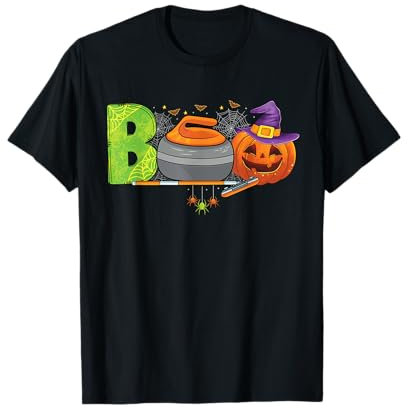 Boo Curling Player Eissport Curling Halloween Kostüm T-Shirt