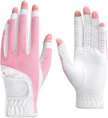 Guante Golf, Guantes de Golf Abiertos for Mujer, Cubierta Protectora Solar de Malla Transpirable for Mano Izquierda y Derecha, Verano, 1 par Guantes Golf