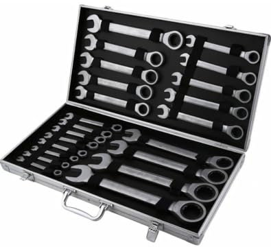 Genérico Wurzburg Juego de 22 llaves Trinquete inglesa con carraca de 6-32 mm compactas con una caja, ligeras y portátiles