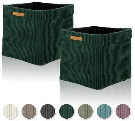 Lycce Kallax Boxen Cord 2er Set mit entfernbarem Cord-Bezug | grün