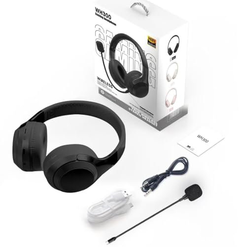 FIEQUIP Casque sans fil Bluetooth 5.3 avec microphone amovible pour le travail, les études, l'extérieur, téléphone portable, ordinateur, tablette, écoutez de la musique, appel, jeu/théâtre, modes
