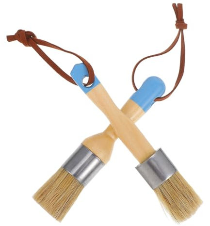 Angoily 2pièces Pinceaux à Peinture Brosse Ronde Poils De Sanglier Élastiques avec Manche Bois De Bouleau pour Couvrir De Et Techniques Variées