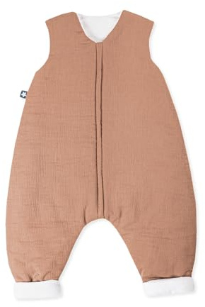 Julius Zöllner Schlafoverall Jumper gefüttert Musselin 2,5 TOG Gr. 80 | 100% Baumwollmusselin | Oeko-TEX Standard 100 | Dune