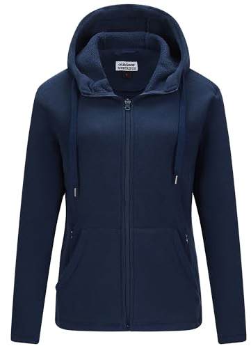 Outdoor Ventures Womens Fleece Jackets with Hood 320G Warm Full Zip Coat
