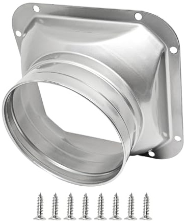 bociloy Flangia del connettore per condotto da 10,2 cm, flangia diritta in metallo da quadrata a rotonda per sistemi di ventilazione, raffreddamento, riscaldamento, climatizzazione con viti