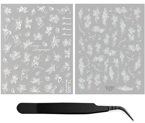 2 Piezas De Pegatinas De Arte De Uñas De Perlas, Con 1 Pieza De Pinzas, Elees Pegatinas De Uñas, Materiales De Arte De Uñas De Bricolaje, Decoraciones De Uñas.