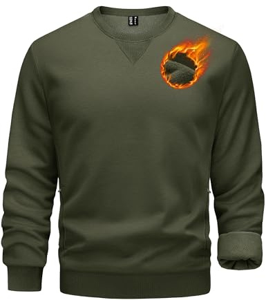 TACVASEN Sweatshirt Herren Fleece Pullover mit Taschen Baumwolle Rundhals Sport Langarmshirt für Herbst Winter