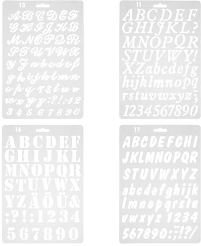 Buchstabenschablonen, Alphabet-Vorlagen zum Basteln, wiederverwendbar, Zahlen und Buchstaben, künstlerisches Zeichnen, Schablonen-Set für Bastelarbeiten, Tagebuch, Fotoalbum, Sammelalbum, Geburtstag