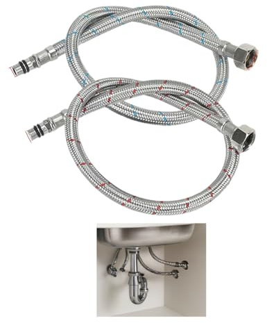 Manguera flexible 3/8 para fontanería sanitaria 2 unidades 70cm conexión agua caliente y fría instalación baño cocina durable estilo moderno para hogar