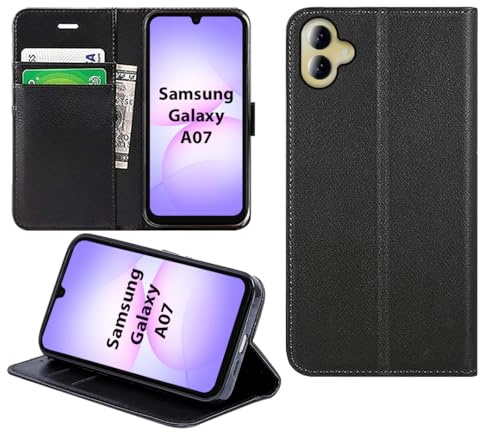 DN-Technology For Samsung Galaxy A07 Case Flip Wallet [Card Holder] BLACK | Magnetic Closure, Kickstand, PU Leather Phone Cover 6.7 inch, BLACK