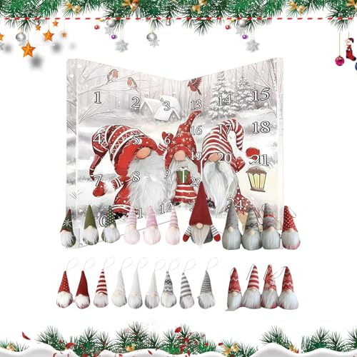 Calendrier de l'Avent | Décorations Festives pour et Adultes - Calendrier De Compte À Rebours De 24 Jours Avec Figurines De Nains Ornements Pour Décorer Cheminée, Table,