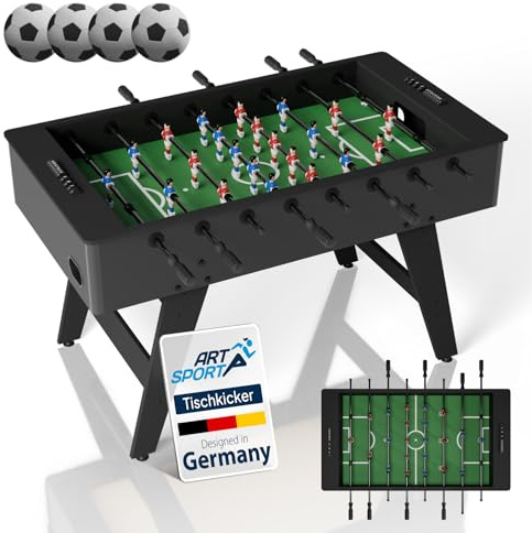 Artsport Baby-Foot ProKick - Table Robuste en MDF, Terrain 11 Contre 11, poignées antidérapantes, Compteur de buts, pour Enfants et Adultes - Noir