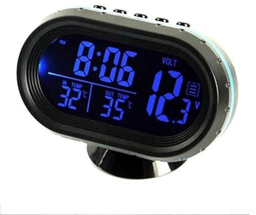 GANCEI Horloge numérique pour tableau de bord de voiture - Alarme numérique - Thermomètre LED - Rétroéclairage - Affichage de l'heure, de la date et de la température - Pour intérieur et extérieur