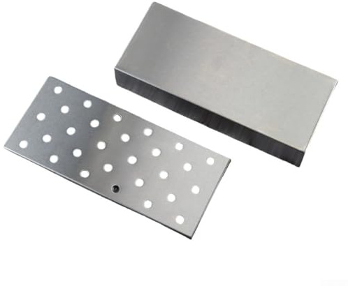 Stainless Steel 12in BBQ Wood Chip Box with Heavy Duty Build and Vented Design for Pellet Wood Pipe Grillers Seeking Rich Smoke Flavor