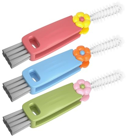 3 Pack 3-In-1 Cup Lid Cleaning Brush –Bottle Brushes For Cleaning Portable Bottle Cleaning Tool With Hook Remover, Corner Bristle & Slit Brushes Water Bottles Brush For Water Bottles, Flasks, And More