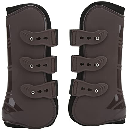 Mavaol Botas Protectoras para Patas de Caballo, Protector de Patas Delanteras de Neopreno Resistente para Montar y Saltar (A Pair of Brown Front Legs M)