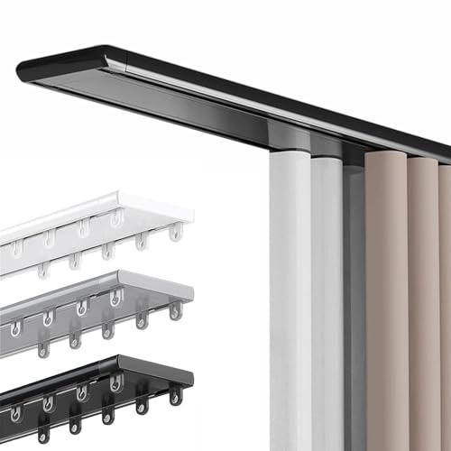 T Doppio binario per tenda, barra per soffitto resistente, asta per tenda a 2 vie personalizzabile per soggiorno e bagno, 6,6 m, colore nero, facile installazione