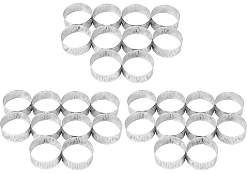 NIZEAMI 30x Anneaux à en Acier Inoxydable de 5 cm, Anneau de Mousse de Gâteau Perforé Résistant à la Chaleur