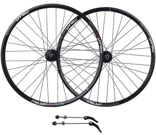 KUNYOS Juego De Ruedas De Bicicleta De Montaña MTB, Kit De Ruedas De Bicicleta De 26 Pulgadas Freno De Disco Ruedas Delanteras Llanta De Aleación Trasera De Doble Pared 7-10 Velocidades,Negro