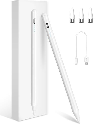 Penna stilo per iPad 2018-2026 con alimentazione di ricarica rapida USB-C, 4 LED e magnetico, per tutti i telefoni cellulari/tablet