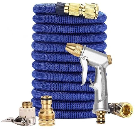 Manguera de jardín expandible, ligera y duradera con accesorios de latón macizo para un rendimiento superior de riego y lavado, longitud ampliada de 75 a 300 pies