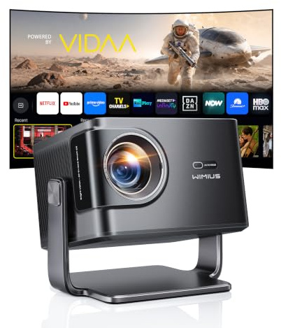 【2500 ANSI/56W Dolby Hi-Fi】Proiettore 4K Smart TV Vidaa Sistema AirPlay2 Controllo Vocale, Videoproiettore Rotazione 225° Regolazione AI 1080P HDR10 Wimius Proiettore da Esterno/Casa