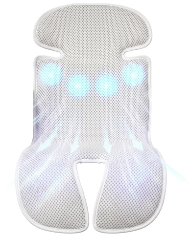 Almohadilla de enfriamiento para cochecito, almohadilla enfriadora de asiento de automóvil transpirable con 3 configuraciones de velocidad, almohadillas de enfriamiento antideslizantes para cochecito