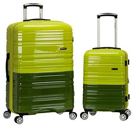 Rockland Lot de 2 toupies Extensibles en Polycarbonate de 50,8 cm, 71,1 cm, Vert 2 Tons, 2 Piece (20/28), Melbourne Valise Rigide Extensible à roulettes pivotantes
