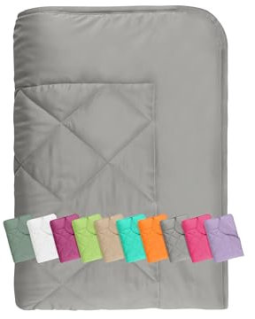 npluseins Sommerdecke - Picknickdecke - Leichtbettdecke - in 2 Größen und in 7 modernen Farben, ca. 135 x 200 cm, grau