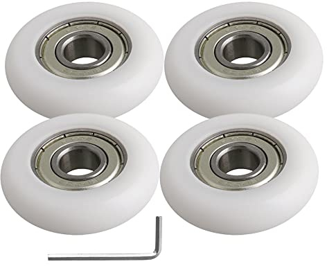 BQLZR 10x40x10mm Weiß Engineering Kunststoff Lager Stahl Kugellager Führungsrolle Roller Runde Radlast 83 KG für Tür Fenster Pack von 4