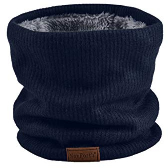 NovForth Tour de Cou Gaiter Masque Cagoule Cache-Cou Hiver écharpe Coupe-Vent Ski Élastique Épais Doux maille Doublure Polaire Neck Warmer Fines Rayures Bleu Foncé, Taille unique