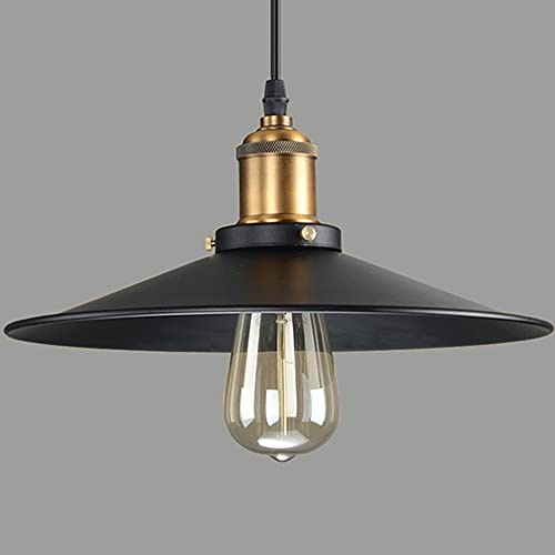 Chao Zan Métal Retro Suspension Luminaire Industrielle Vintage Plafonnier Lustre Edison Culot E27 Eclairage de Plafond Suspension Plafonnier Luminaire (22cm)（E27 Ampoule non incluse）