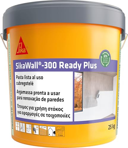 SikaWall-300 Ready Plus, Blanco, Pasta lista al uso para el alisado y la regularización de paramentos interiores en yeso, hormigón, mortero y pinturas antiguas, 25 kg
