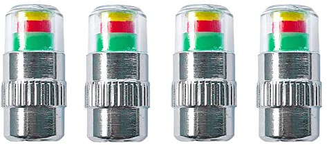 QitinDasen 4Pcs Premium Capuchons Tige Valve Pneu, Moniteur Pression Pneu de Voiture, Avertissement Sécurité Indicateur de Capteur 3 Couleurs, Couvercle Anti-Poussière Valve Pneu
