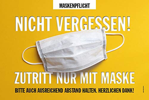Hinweisschild Abstand halten Maskenpflicht Motiv Maske 30 x 20cm Kunststoff