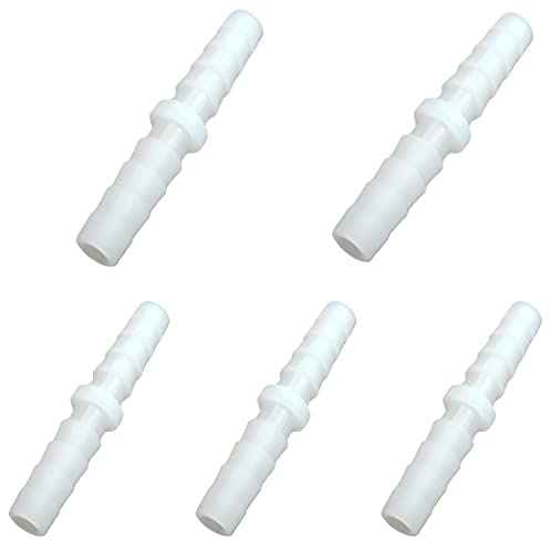JENSWILL 5PCS Plastic Hose Barb Fitting 1/4 x 1/4 Barbed Splicer Pipe Connectors Joint Splicer Mender Adapter Union