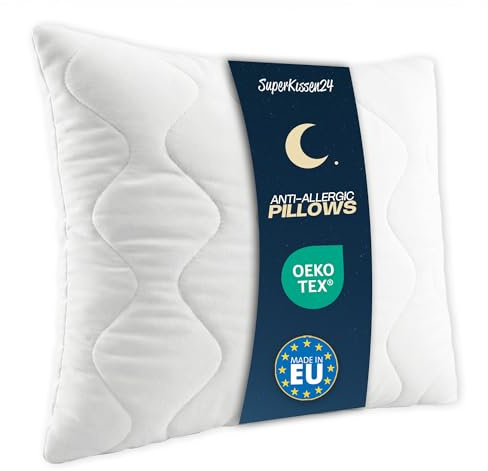 SuperKissen24. Cuscini Letto in Microfibra 50x50 cm con Imbottitura in Poliestere - Anallergico - Cuscino per Divano, per Salotto - Good Sleep Bianco