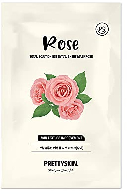 Pretty Skin Total Solution Essential Sheet Peel Off Gesichtsmaske, Rose, revitalisierend, feuchtigkeitsspendend für eine gesündere Haut, 23 g