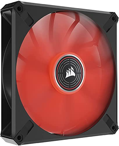 Corsair ML140 LED ELITE, 140mm PWM-Lüfter mit LEDs (CORSAIR AirGuide-Technologie, Magnetschwebelager, Bis zu 1.600 U/min, acht helle LEDs, Geräuscharm, Hoher Luftstrom) Einzelpackung - Rot
