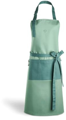 SPRINGLANE verstellbare Kochschürze 100% Baumwolle, Küchenschürze mit zwei Taschen und praktischem Karabiner - Mint