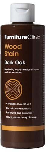 Exterior Wood Stain (Dark Oak) - Quick Drying and Easy-to-Apply - Concentrated Wood Stain for Outdoor Wood, Garden Furniture, Windows & Cladding - 250ml