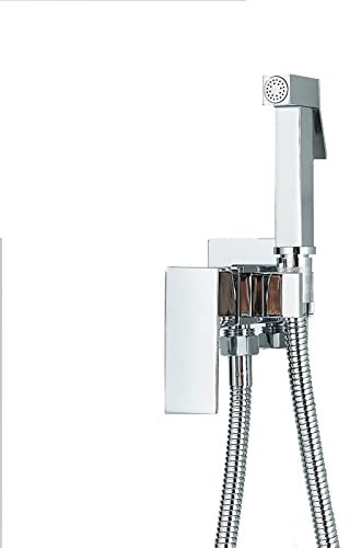 Ksunun Bidet-SprüHgeräT, Unterputz WC-Bidet Handbrause Set, Bidet Toilettensprüher, Hand gehalten Bidet Sprayer, Messing Duschkopf Bidet Armaturen für Haustierbad/Körperpflege/WC (Silber)