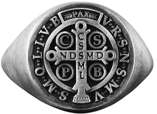 Bysilverstone Jewelry Anillo De Plata Para Hombre – Medalla De San Benito Anillo De Sello Para Hombre, Extraordinario Anillo De Cruz En El Cristianismo, Anillo Religioso Para Hombre, Anillo De Fe Oxid